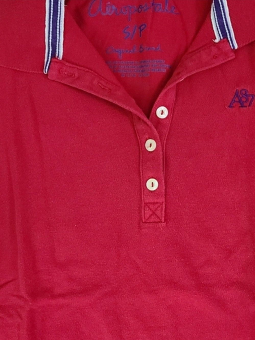 Aeropostale Wome’s Bright Red Polo with Contrast Collar Trim